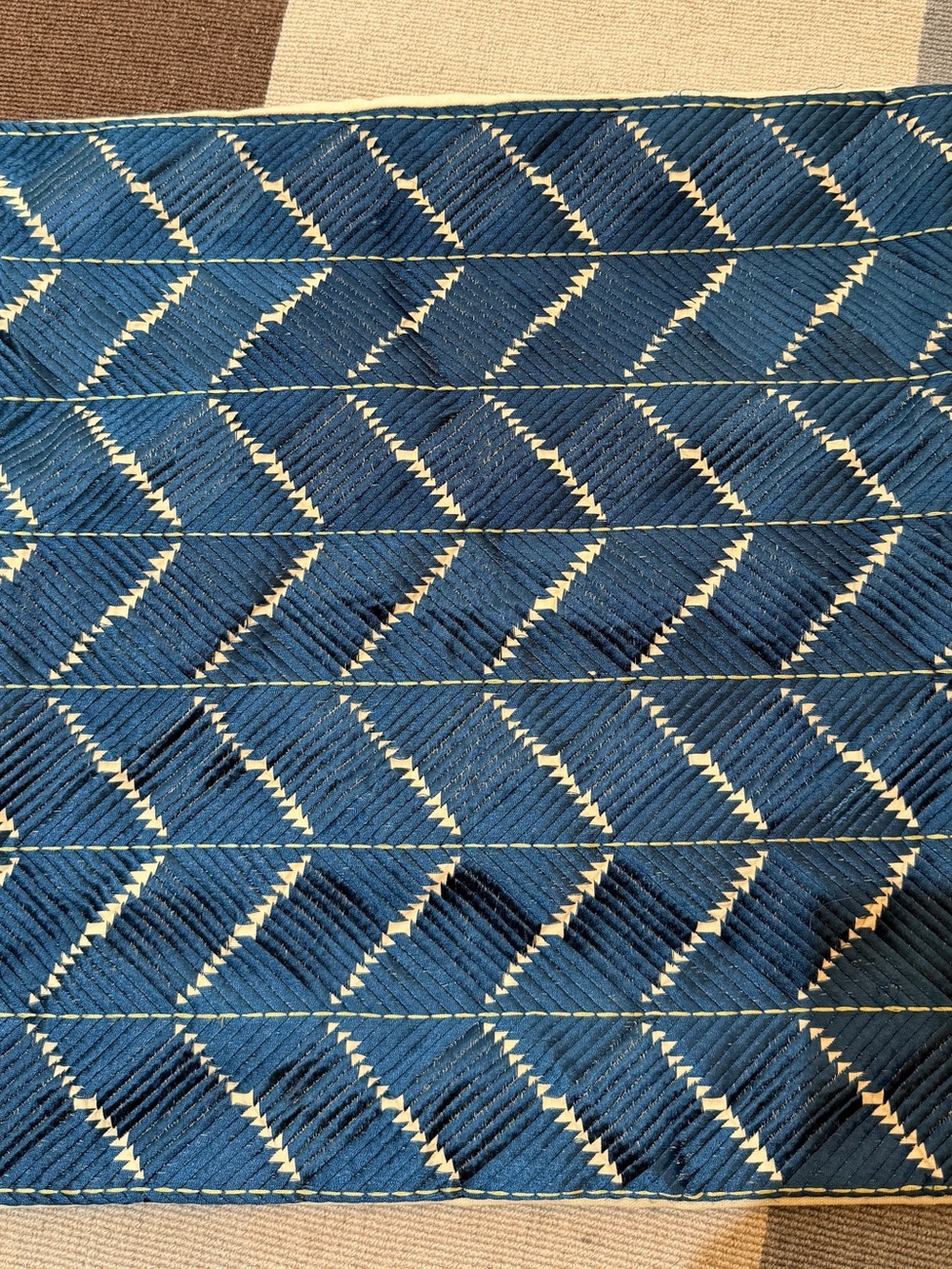Phulkari Embroidered Chevron Pillow Cover blue embroidered - Picture 4 of 4